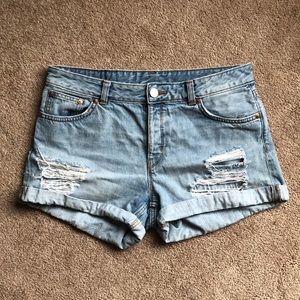 Monki | Distressed Denim Shorts | 29